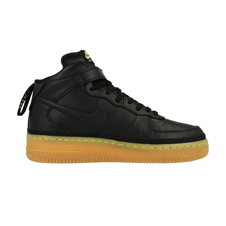 Nike Air Force 1 Mid LV8 GS 'Black Gum Volt' — Black/Black-Gum Light Brown