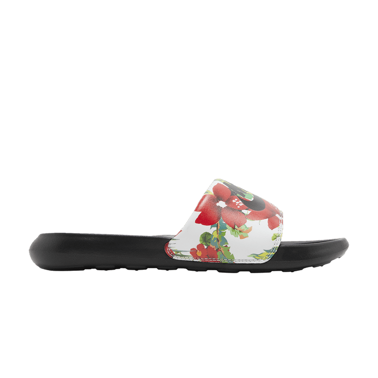 Nike Wmns Victori One Printed Slide 'Floral - Black' — White/Siren Red/Atomic Green/Black