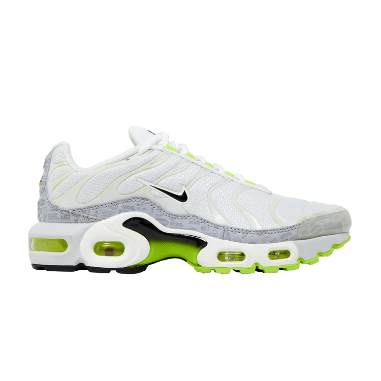 Nike Air Max Plus GS 'Reflective Logo - White Volt' — Pure Platinum/Wolf Grey/White/Black