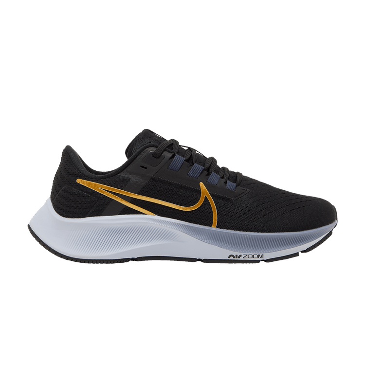 Nike Wmns Air Zoom Pegasus 38 'Black Metallic Gold Coin' — Black/Thunder Blue/Ashen Slate/Metallic Gold Coin