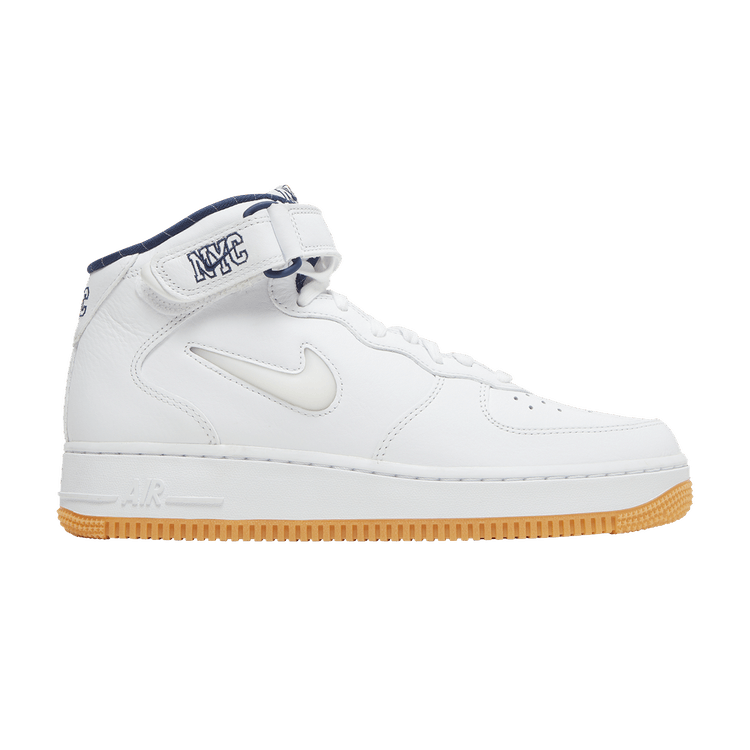 Nike Air Force 1 Mid Jewel QS 'NYC - Yankees' — White/White/Midnight Navy/Gum Yellow