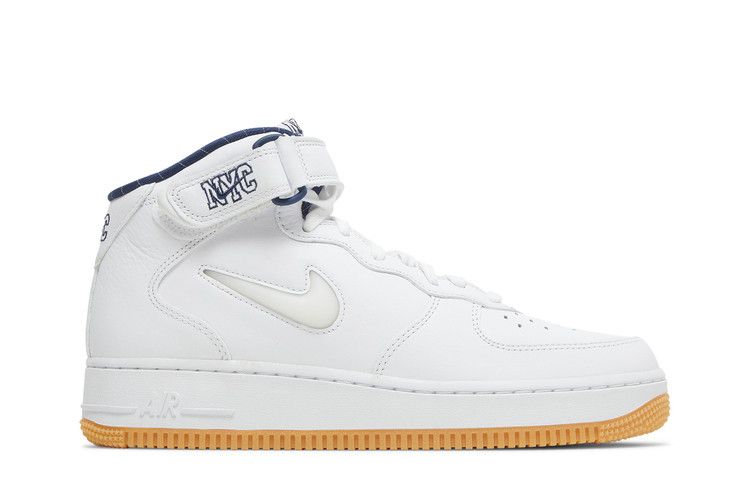 Nike Air Force 1 Mid Jewel QS 'NYC - Yankees' — White/White/Midnight Navy/Gum Yellow (2)