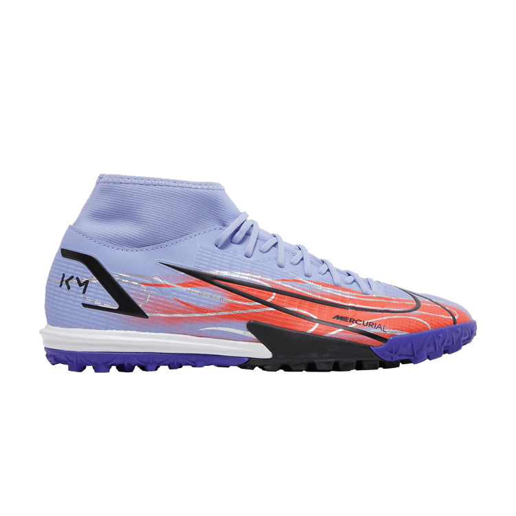 Nike Kylian Mbappé x Mercurial Superfly 8 Academy TF 'Flames' — Light Thistle/Indigo Burst/Bright Crimson/Metallic Silver