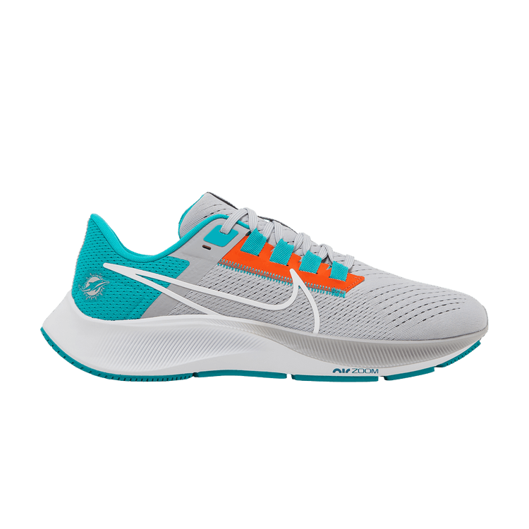 NFL x Nike Air Zoom Pegasus 38 'Miami Dolphins' — Wolf Grey/Turbo Green/Brilliant Orange/White