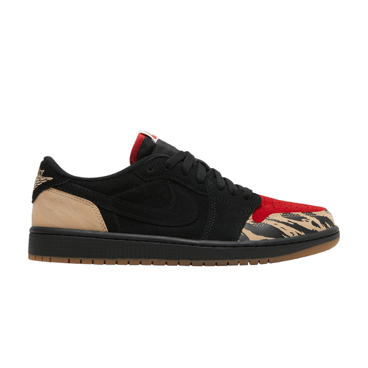 SoleFly x Air Jordan 1 Low Retro OG SP 'Everglades' — Black/Sport Red/Desert/Gum Medium Brown