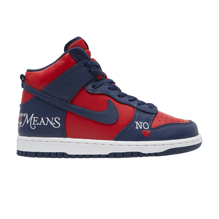 Supreme x Nike Dunk High SB 'By Any Means - Red Navy' — By Any Means - Red Navy
