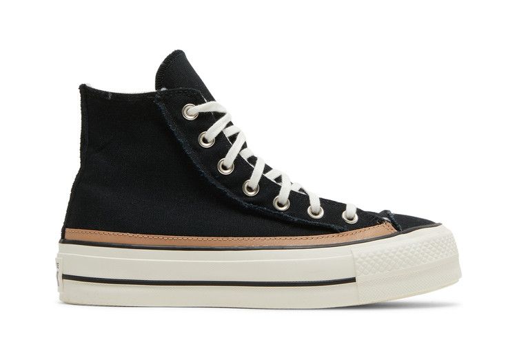 Converse Wmns Chuck Taylor All Star Raw Edge Platform High 'Black Champagne Tan' — Black/Egret/Champagne Tan