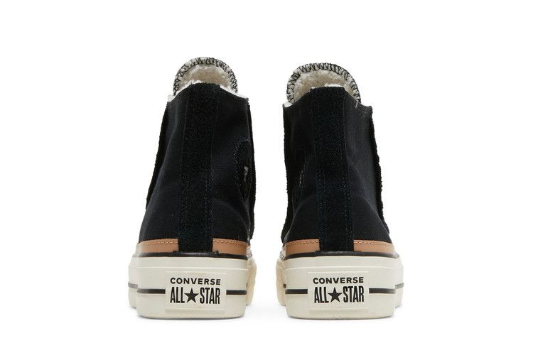 Converse Wmns Chuck Taylor All Star Raw Edge Platform High 'Black Champagne Tan' — Black/Egret/Champagne Tan