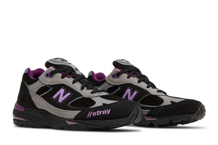 New Balance Stray Rats x Wmns 991 Made In England 'Black Purple' — Black/Grey/Purple