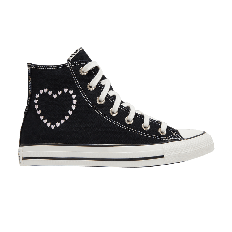 Converse Wmns Chuck Taylor All Star High 'Embroidered Hearts - Black' — Black/Vintage White
