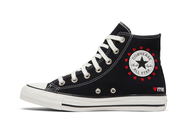 Converse Wmns Chuck Taylor All Star High 'Embroidered Hearts - Black' — Black/Vintage White