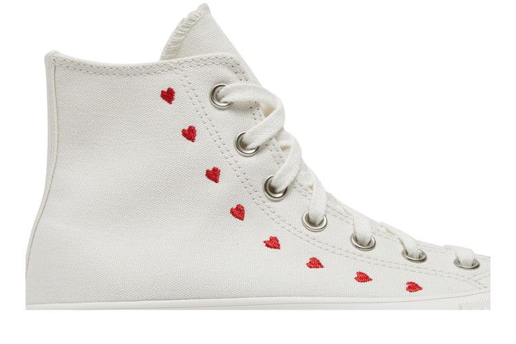 Converse Wmns Chuck Taylor All Star Lift Platform High 'Embroidered Hearts - White' — Vintage White/University Red