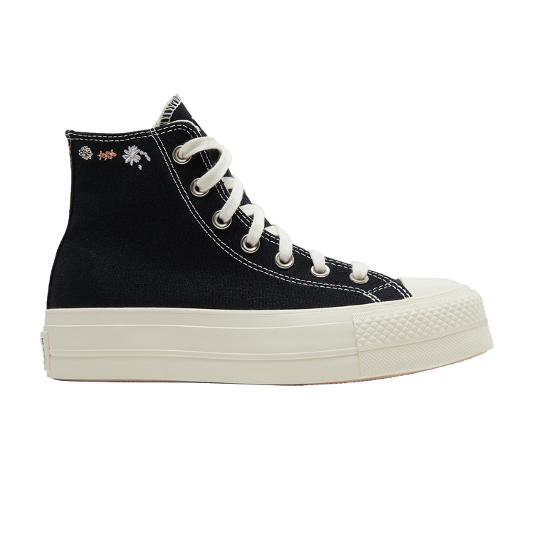 Converse Wmns Chuck Taylor All Star Lift Platform High 'Embroidered Floral - Black' — Black/Multi/Egret