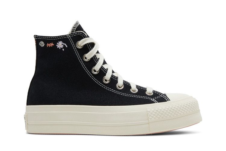 Converse Wmns Chuck Taylor All Star Lift Platform High 'Embroidered Floral - Black' — Black/Multi/Egret