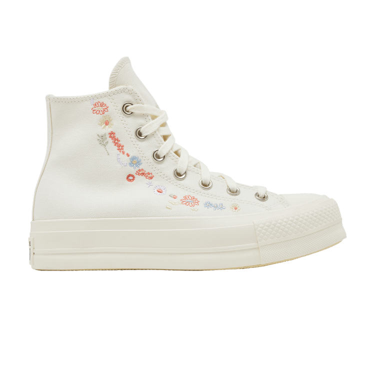 Converse Wmns Chuck Taylor All Star Lift Platform 'Embroidered Floral - Egret' — Egret/Multi/Egret