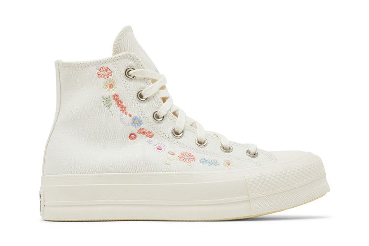 Converse Wmns Chuck Taylor All Star Lift Platform 'Embroidered Floral - Egret' — Egret/Multi/Egret