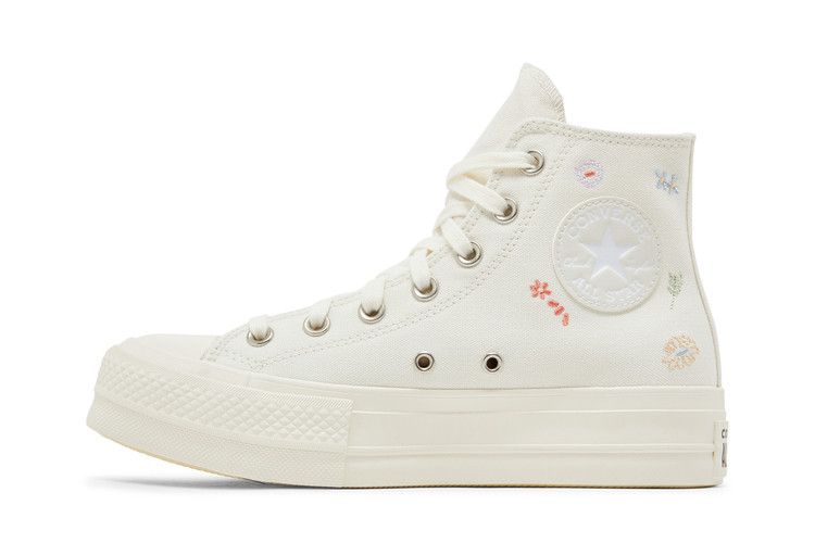 Converse Wmns Chuck Taylor All Star Lift Platform 'Embroidered Floral - Egret' — Egret/Multi/Egret