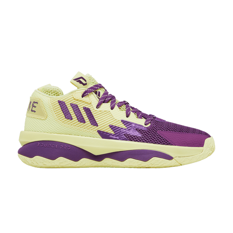 Adidas Dame 8 J 'Dame Time' — Yellow Tint/Glory Purple/Signal Green