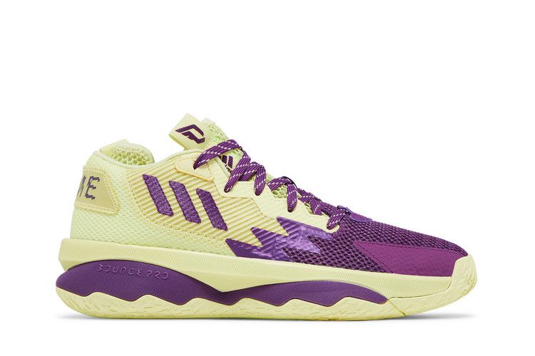 Adidas Dame 8 J 'Dame Time' — Yellow Tint/Glory Purple/Signal Green