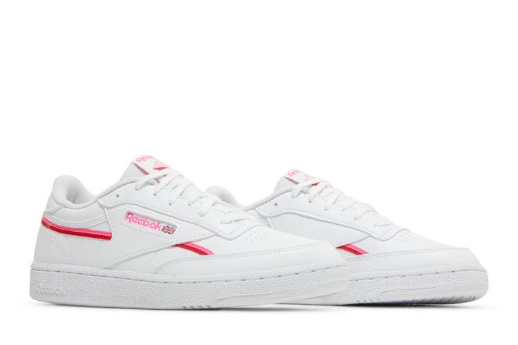 Reebok Wmns Club C 85 Vegan 'White Atomic Pink' — Footwear White/Atomic Pink/Vector Red