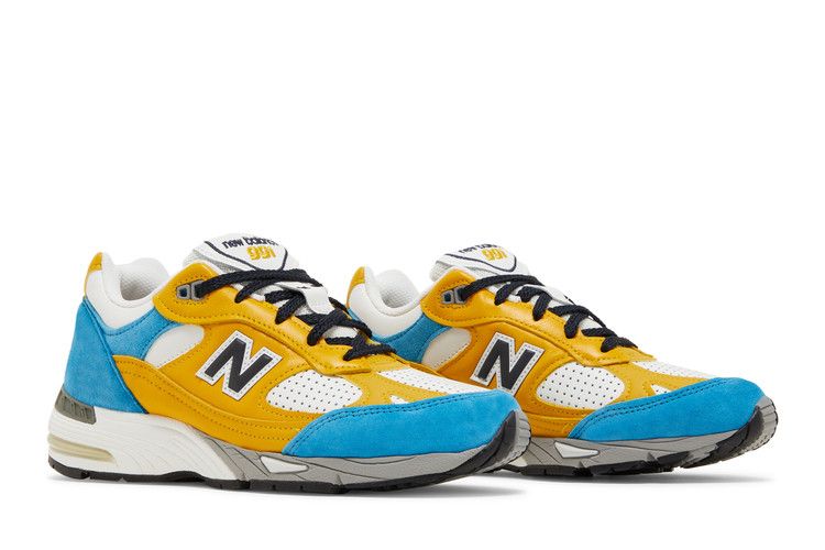Sneakersnstuff x New Balance Wmns 991 Made in England 'Blue Yellow' — Yellow/Blue/White/Grey