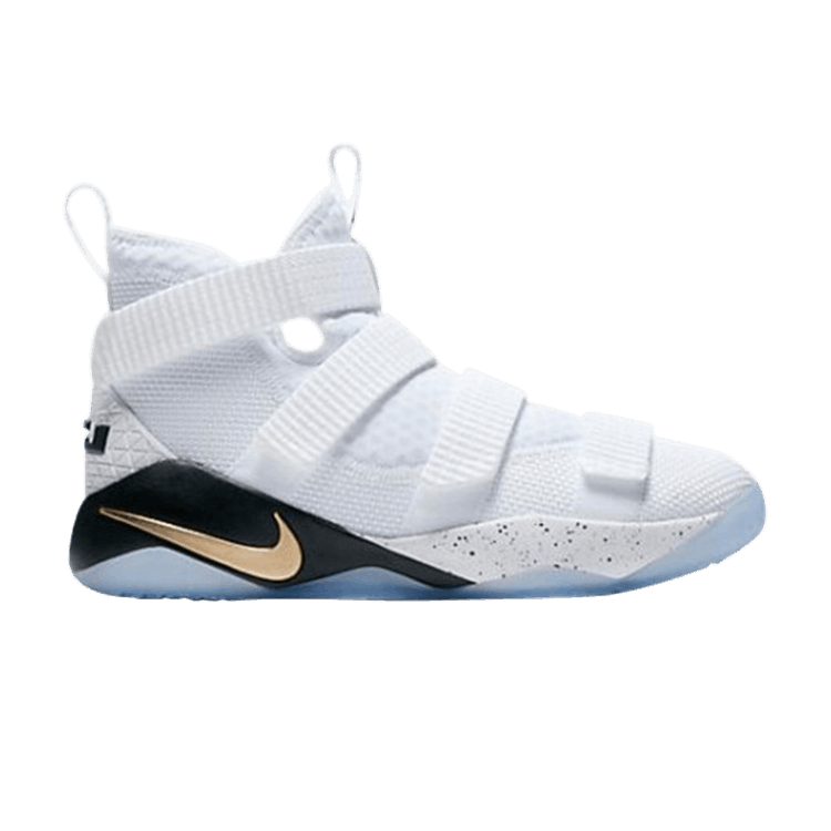 Nike Lebron Soldier 11 GS 'Court General' — White/Metallic Gold-Black