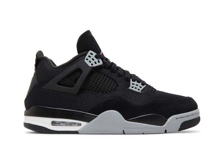 Air Jordan 4 Retro SE 'Black Canvas' — Black/White/Fire Red/Light Steel Grey