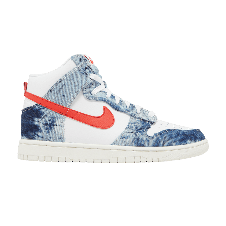 Nike Wmns Dunk High 'Washed Denim' — Multi-Color/White/Sail/Habanero Red
