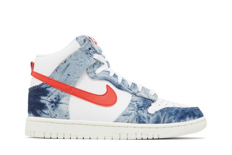 Nike Wmns Dunk High 'Washed Denim' — Multi-Color/White/Sail/Habanero Red (2)