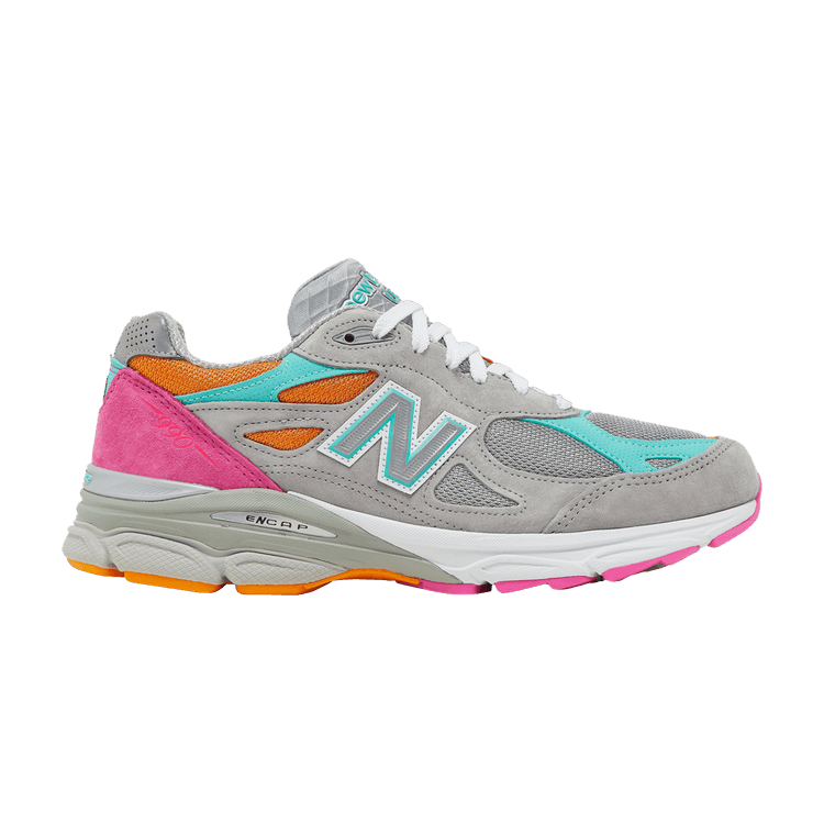 DTLR x New Balance 990v3 Made in USA 'Miami Drive' — Cool Grey/Dynamite Orange/Silver/Tide Pool/Solar Pink