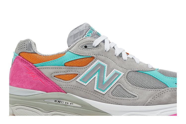 DTLR x New Balance 990v3 Made in USA 'Miami Drive' — Cool Grey/Dynamite Orange/Silver/Tide Pool/Solar Pink