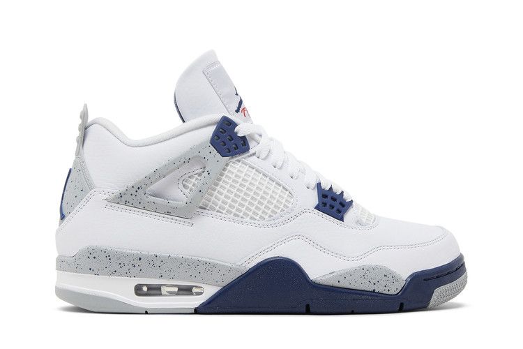 Air Jordan 4 Retro 'Midnight Navy' — White/Midnight Navy/Light Smoke Grey/Fire Red