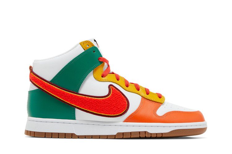 Nike Dunk High 'Chenille Swoosh' — White/Team Red/Malachite/Habanero Red (2)