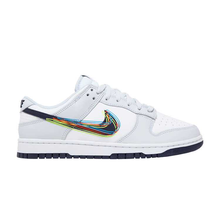 Nike Dunk Low '3D Swoosh' — White/Blackened Blue/Volt