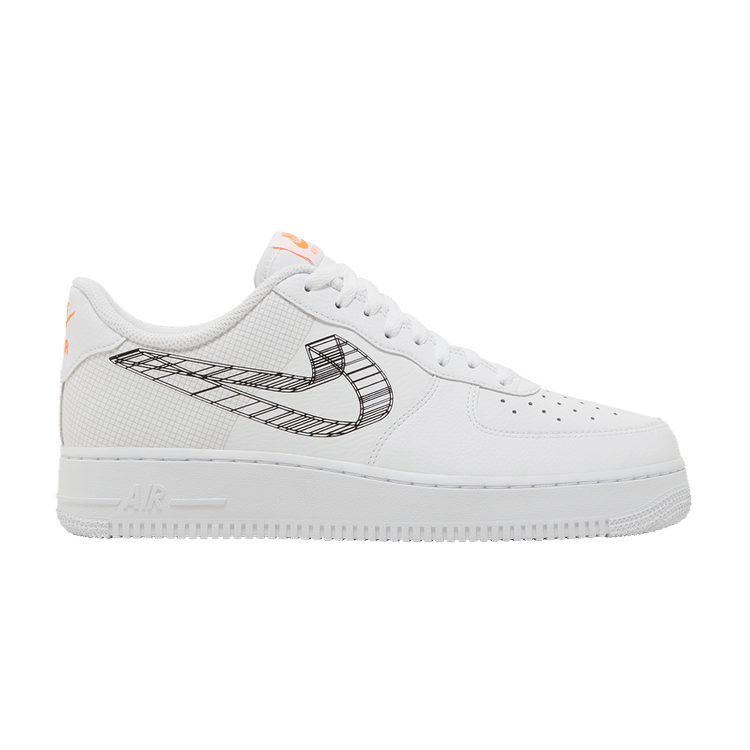 Nike Air Force 1 '07 '3D Swoosh' — White/Total Orange/Pure Platinum/Black