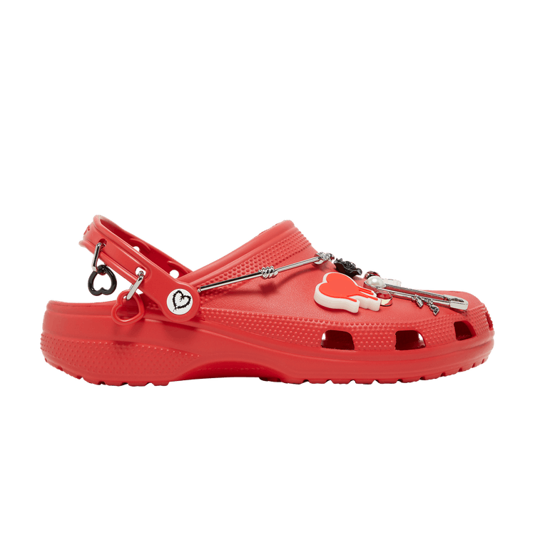 Karol G x Crocs Classic Clog 'Metal Hearts' — Bold Rose Red