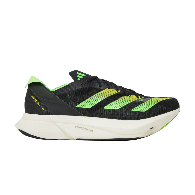 adidas Men's Adizero Adios Pro 3 'Core Black Solar Green' — Core Black/Beam Yellow/Solar Green