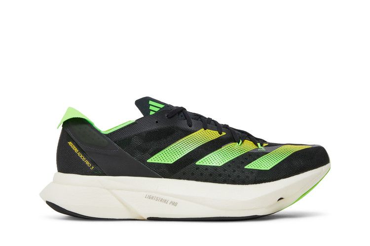 adidas Men's Adizero Adios Pro 3 'Core Black Solar Green' — Core Black/Beam Yellow/Solar Green