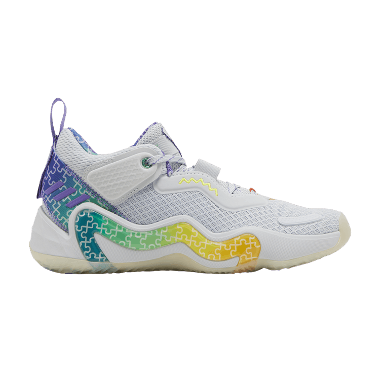 Adidas D.O.N. Issue #3 J 'Autism Awareness' — Clear Grey/Purple Rush/Semi Screaming Green
