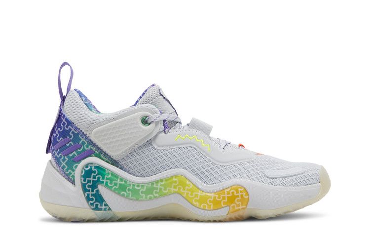 Adidas D.O.N. Issue #3 J 'Autism Awareness' — Clear Grey/Purple Rush/Semi Screaming Green