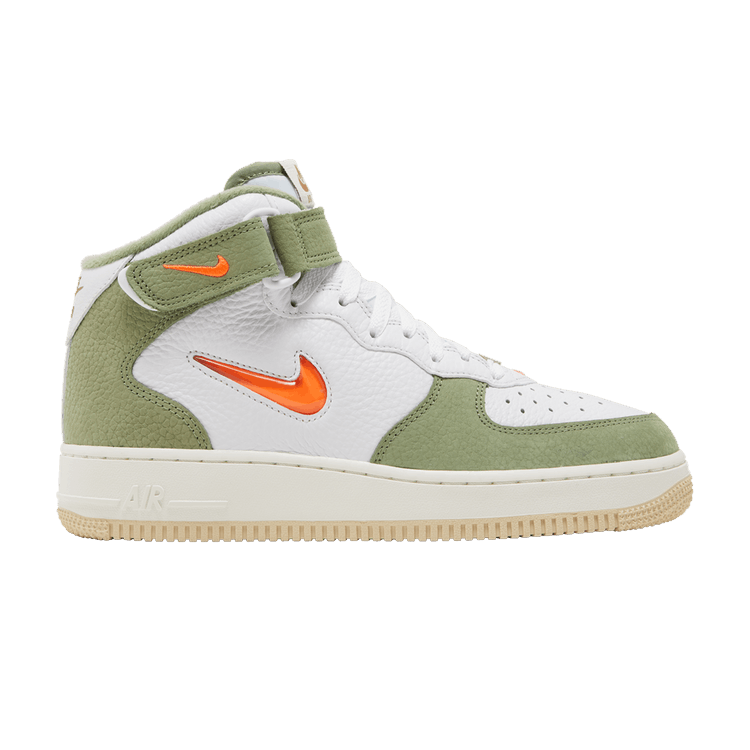 Nike Air Force 1 Mid QS 'Oil Green Orange' — White/Oil Green/Sail/Total Orange