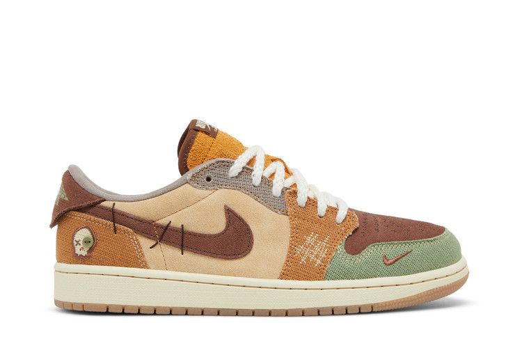 Zion Williamson x Air Jordan 1 Retro Low OG 'Voodoo' — Flax/Muslin/Fauna Brown/Oil Green/Sesame/Moon Fossil