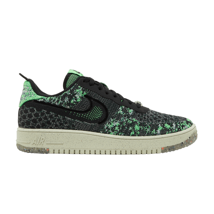 Nike Air Force 1 Crater Flyknit Next Nature 'Black Volt' — Black/Scream Green/Lime Ice/Black