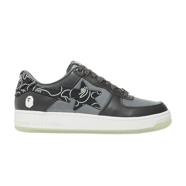Bapesta 'Text Code Camo - Charcoal' — Charcoal/Dark Grey/White/Green