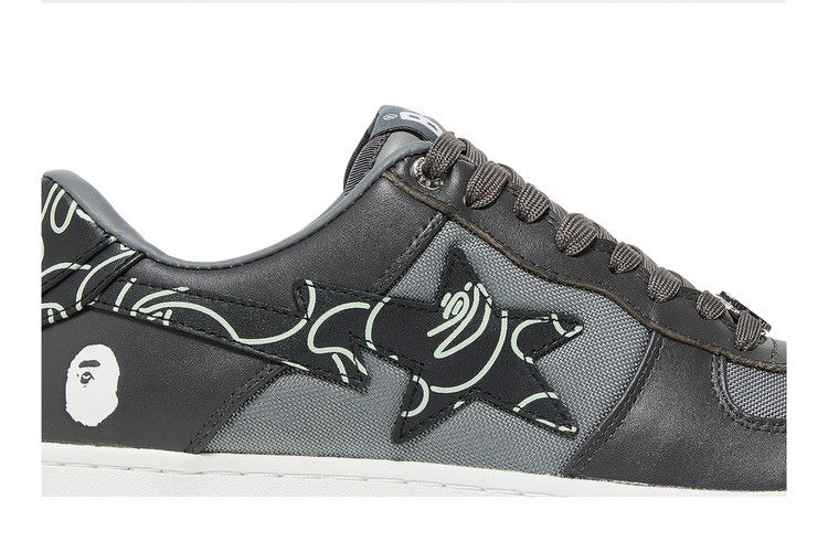 Bapesta 'Text Code Camo - Charcoal' — Charcoal/Dark Grey/White/Green