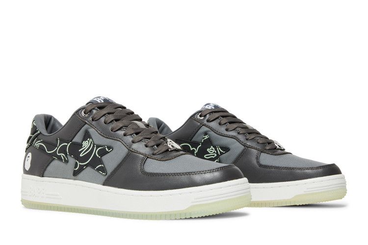 Bapesta 'Text Code Camo - Charcoal' — Charcoal/Dark Grey/White/Green