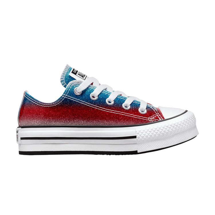 Converse Chuck Taylor All Star EVA Lift Platform Low PS 'Glitter Drip' — Baltic Blue/White/Soft Red