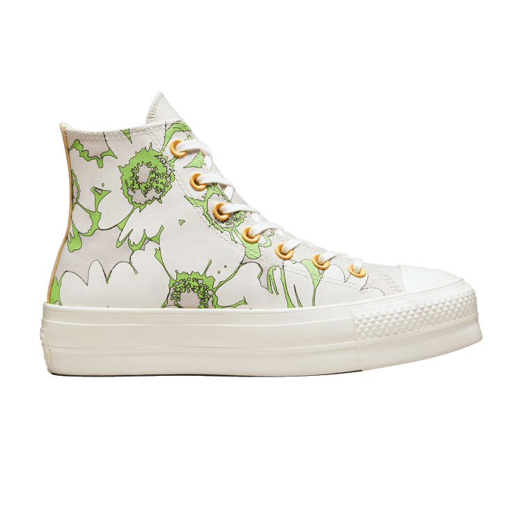 Converse Wmns Chuck Taylor All Star Lift Platform High 'Crafted Florals' — Desert Sand/Lime Rave/Egret