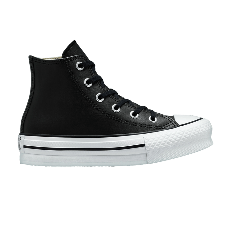 Converse Chuck Taylor All Star Lift Platform Leather High GS 'Black Natural Ivory' — Black/Natural Ivory/White