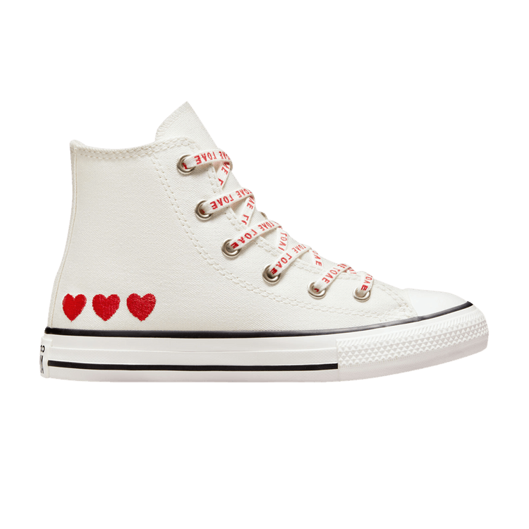 Converse Chuck Taylor All Star Crafted High PS 'Embroidered Hearts' — Vintage White/University Red